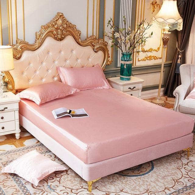 Conjunto Sleep Luxury™ de Lençol + Fronhas em Cetim / Ganhe Um Cobre Leito em Cetim de Brinde!