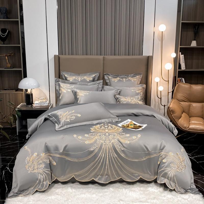 Conjunto de Roupas de Cama Nobreza / 4 Peças em Algodão Egípcio